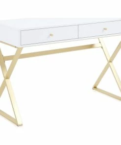 Promo 👍 Belleze 42" Home Office Writing Computer Desk, X-Shaped Legs, White 😉