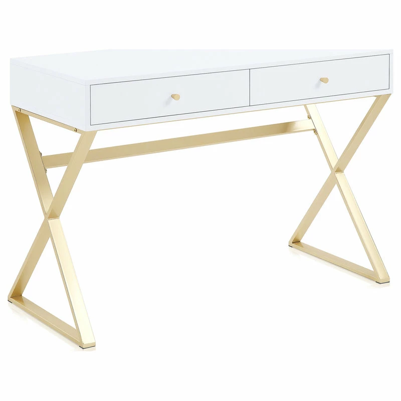 Promo 👍 Belleze 42" Home Office Writing Computer Desk, X-Shaped Legs, White 😉