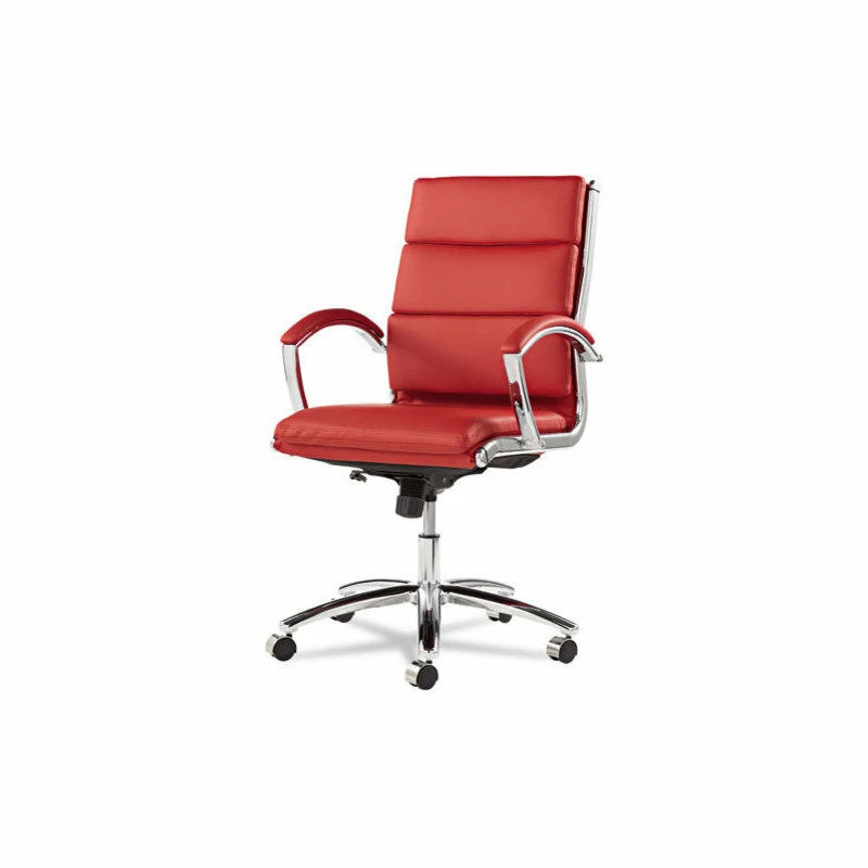 Discount ๐ Alera Neratoli Series Mid-Back Swivel/Tilt Chair, Red Leather, Chrome Frame โ - Image 5