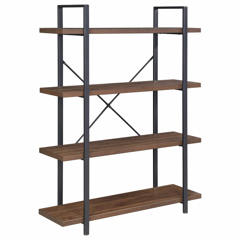 Buy โ๏ธ BELLEZE Industrial Bookcase Open Etagere Book Shelf Metal/Wood, Dark Walnut, 4 Shelves ๐