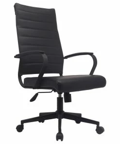Wholesale 🧨 Homedotdot Ergonomic High Back Swivel Boss Ribbed PU Leather Office Chair Modern, All Black ❤️