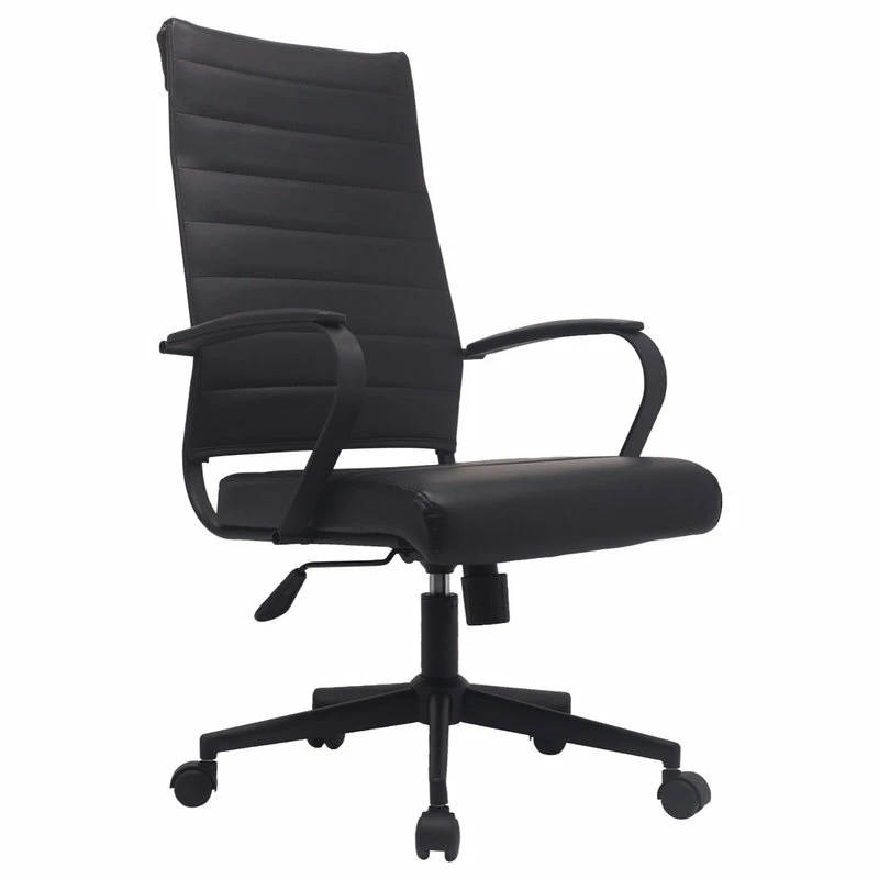 Wholesale ๐งจ Homedotdot Ergonomic High Back Swivel Boss Ribbed PU Leather Office Chair Modern, All Black โค๏ธ