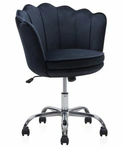 Best deal 🤩 Belleze Kaylee Office Chair Upholstered Velvet Seashell Swivel Desk Chair, Black 🎁