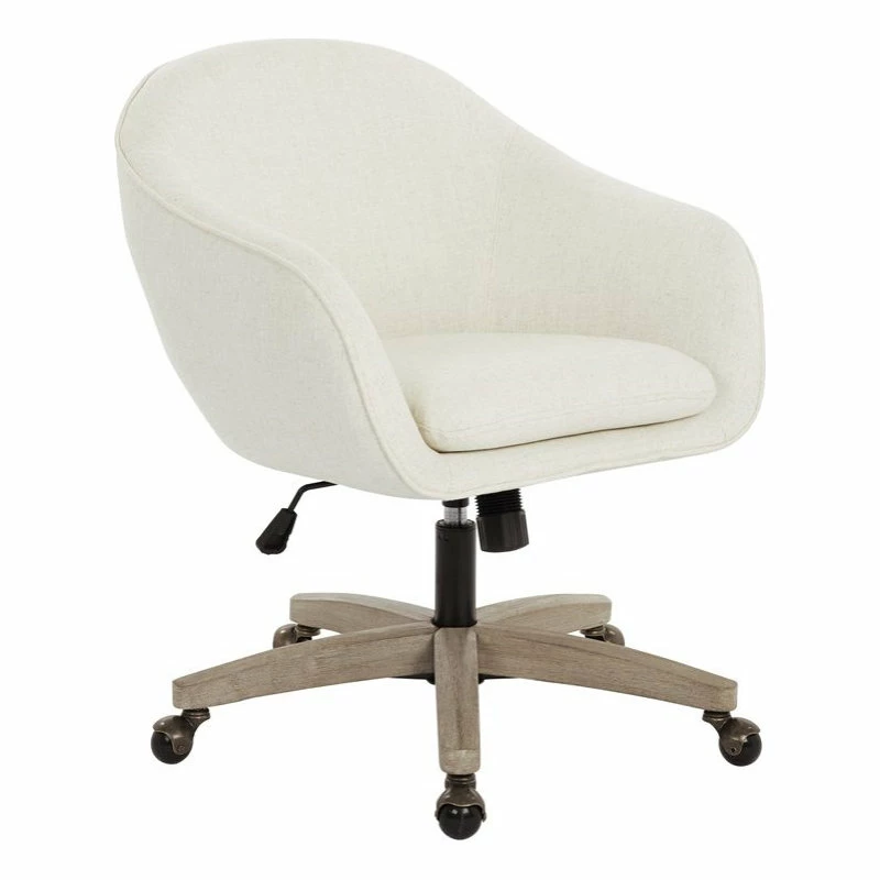 Discount π€© Office Star Products Nora Office Chair In Linen Cream Fabric With Gray Brush Wood Base KD β