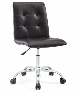 Hot Sale โญ LexMod Prim Armless Mid Back Faux Leather Office Chair, Brown ๐ฏ