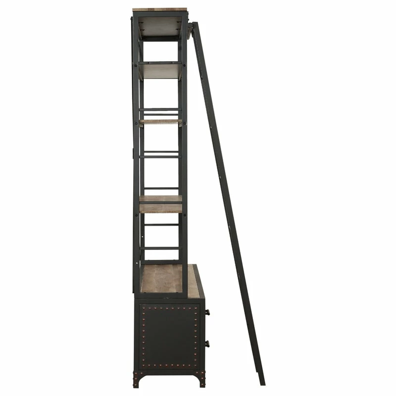 Wholesale ⭐ Acme Furniture ACME Actaki Etagere Bookcase With Ladder In Sandy Gray 👍 - Image 3