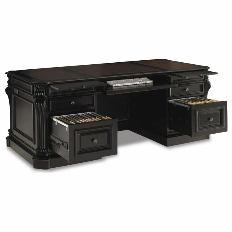 Deals โ Hooker Furniture Telluride 76" Executive Desk With Leather Panels ๐ฅ - Image 3