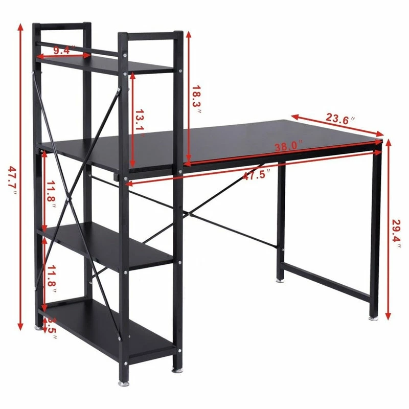 Promo 🥰 Costway Modern Computer Desk With 4-Tier Shelves PC Workstation Study Table ⭐ - Image 2
