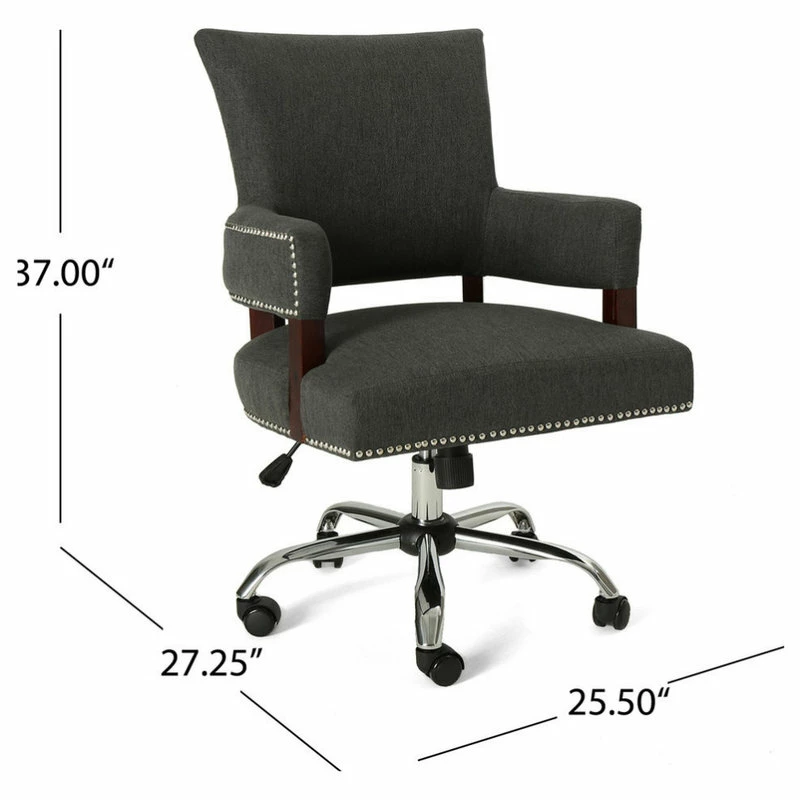 Flash Sale 🛒 GDFStudio GDF Studio May Traditional Home Office Chair, Dark Gray/Chrome 🥰 - Image 5