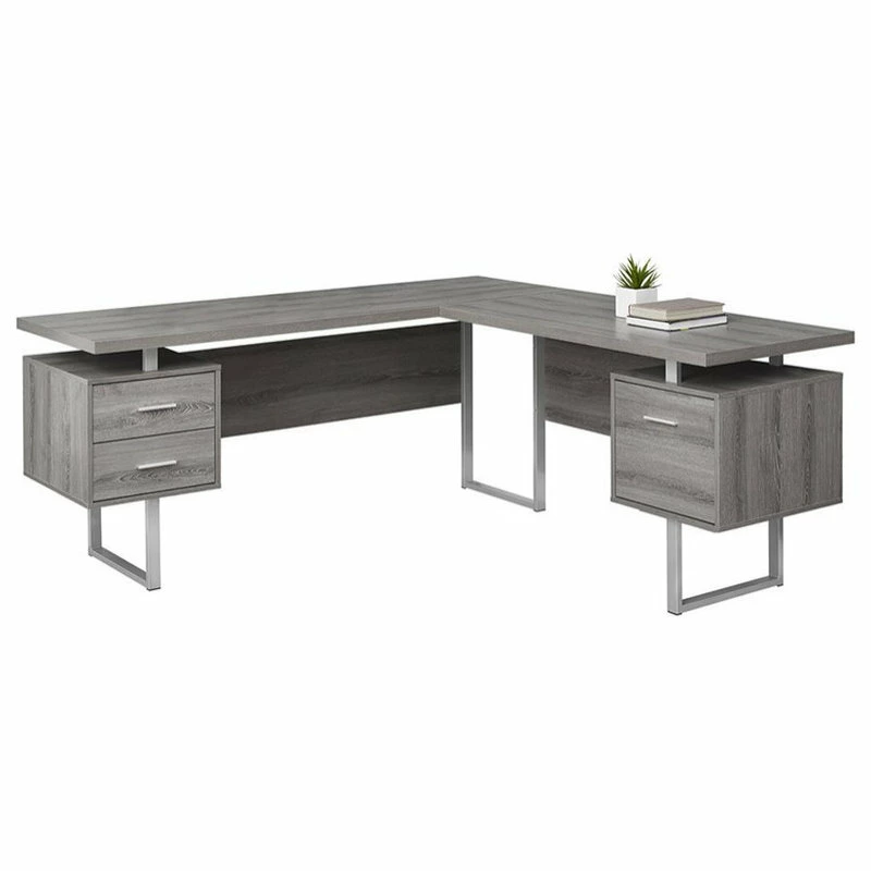 Discount π Monarch L Modern Wood Gray Finish Shaped Corner Computer Desk π