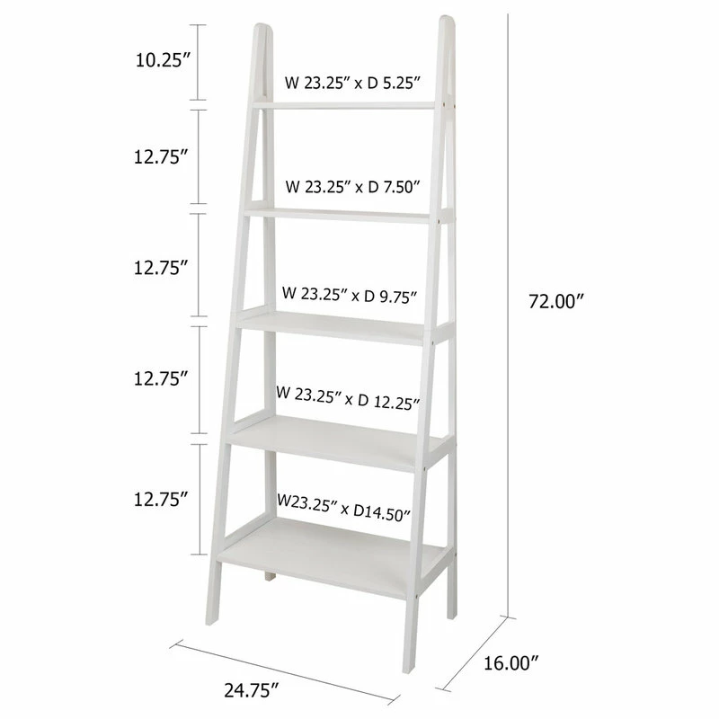 Cheapest ๐คฉ Casual Home 5-Shelf Ladder Bookcase, White โญ - Image 5