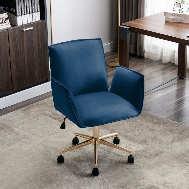 Wholesale π Duhome Elegant Lifestyle Flared Armrest Velvet Task Chair, Dark Blue π - Image 2