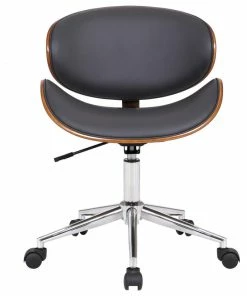 Cheap 👏 Armen Living Daphne Office Chair, Chrome With Gray Faux Leather And Veneer Back 🧨