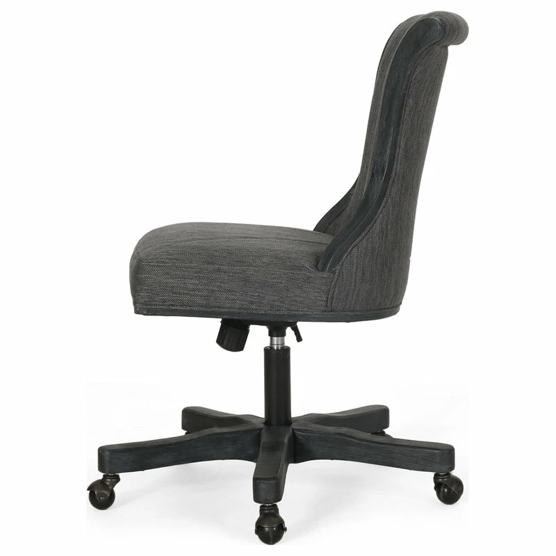 Outlet 🎁 GDFStudio Andrea Contemporary Upholstered Roll Back Swivel Office Chair, Charcoal/Weathere 🔔 - Image 8