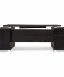 Wholesale 🌟 Zuri Furniture 79” Modern Ford Black Oak Wood Desk Letter/Legal Filing Drawers 💯