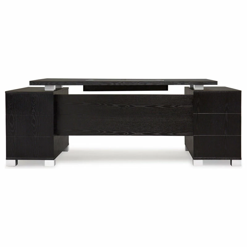 Wholesale ๐ Zuri Furniture 79” Modern Ford Black Oak Wood Desk Letter/Legal Filing Drawers ๐ฏ