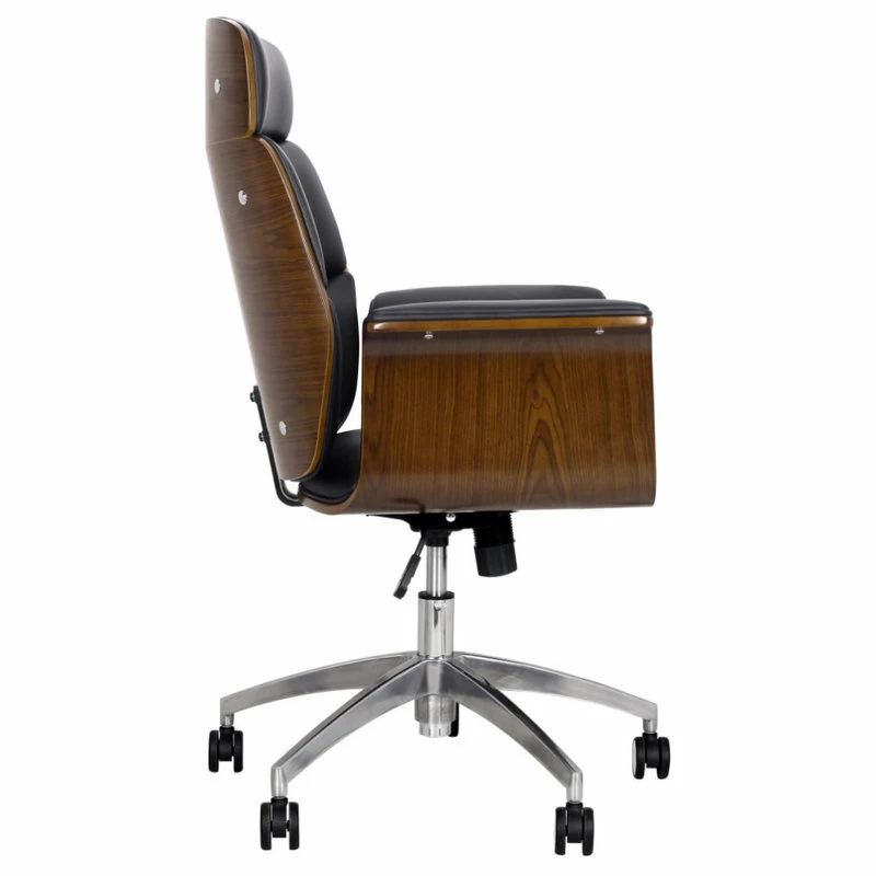 Coupon ๐ GDFStudio Byron Mid-Century Modern Swivel Office Chair, Black/Walnut/Silver โญ - Image 7