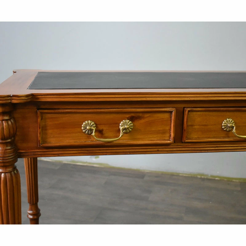 Outlet ๐งจ Crafters And Weavers Legacy Solid Mahogany Wood Leather Top Desk, Light Brown Walnut ๐ - Image 2