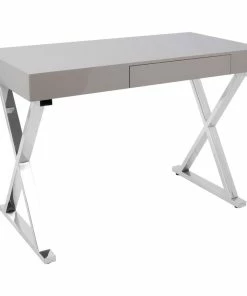 Wholesale โ LumiSource Luster Office Desk, Gray And Chrome ๐