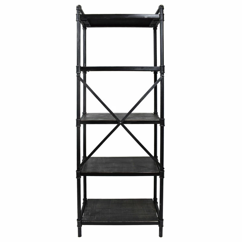 Coupon ๐ GDFStudio Lina Industrial Iron Five Shelf Bookcase, Gray Finish, Pewter Finish ๐งจ - Image 4