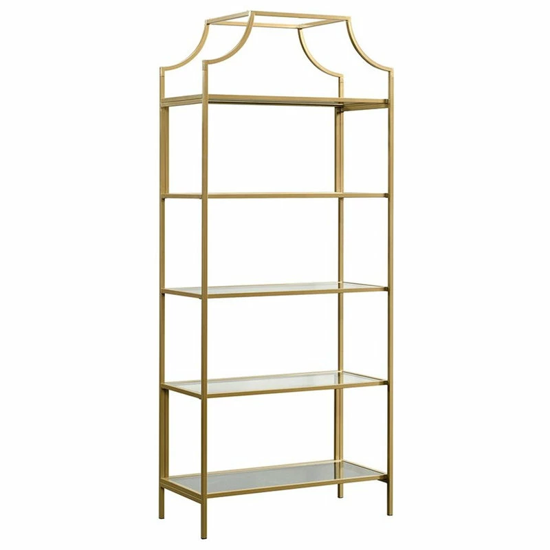 Best Pirce βοΈ Sauder International Lux Metal 5 Shelf Bookcase In Satin Gold Finish π₯°