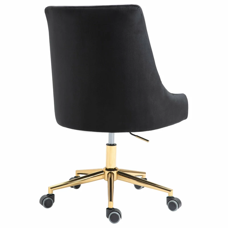 Deals 🥰 Meridian Furniture Karina Swivel And Adjustable Velvet Office Chair, Black, Rich Gold Base ✔️ - Image 6