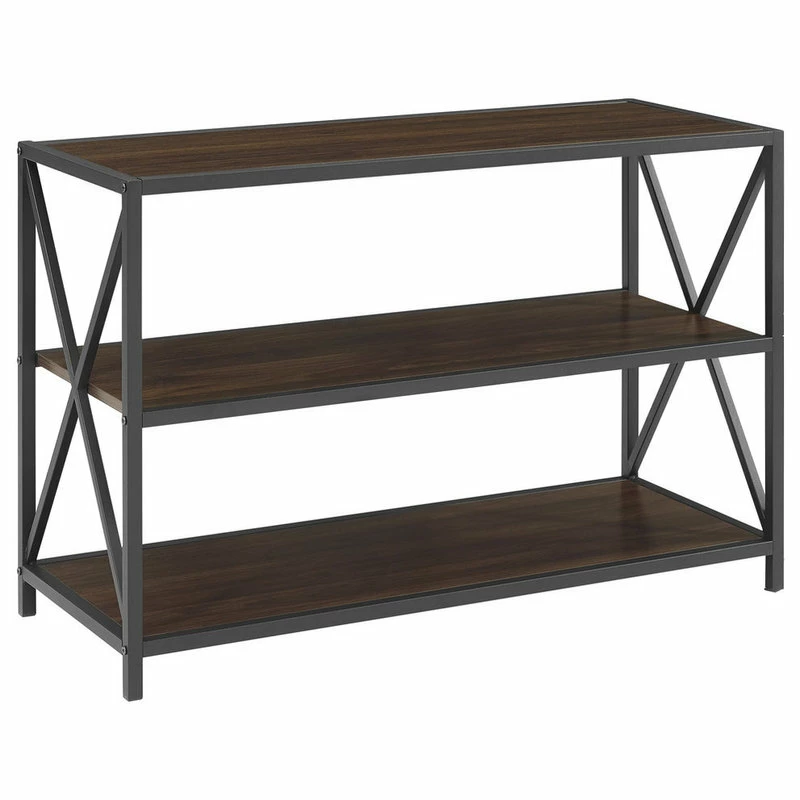 Flash Sale ๐งจ Walker Edison Furniture Company 40" X-Frame Metal And Wood Media Bookshelf, Dark Walnut โ๏ธ