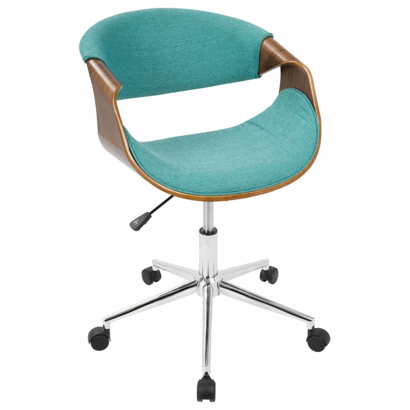 Promo 🛒 Lumisource Curvo Desk Chair In Walnut And Teal Finish OFC-CURVO WL+TL 💯