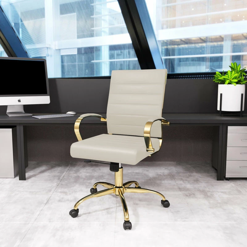 Flash Sale ๐ LeisureMod Benmar Modern Adjustable Leather Office Chair Gold Frame, Tan ๐ - Image 2