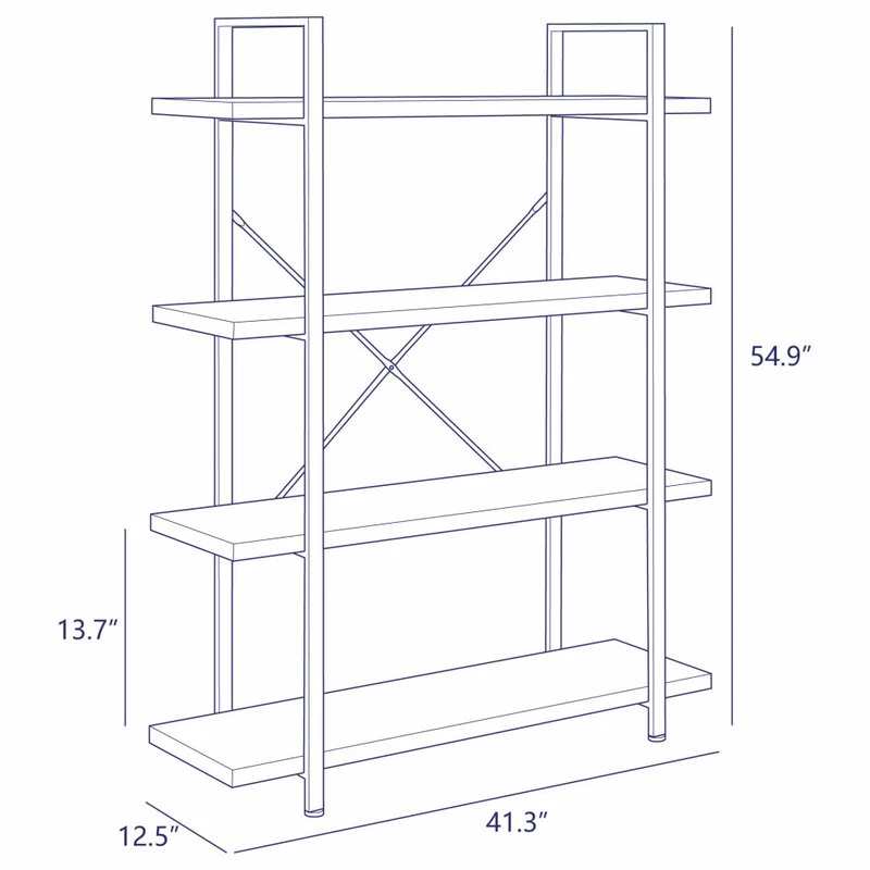Buy โ๏ธ BELLEZE Industrial Bookcase Open Etagere Book Shelf Metal/Wood, Dark Walnut, 4 Shelves ๐ - Image 5