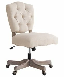 Flash Sale 👍 Linon Home Decor Products Linon Kelsey Wood Upholstered Swivel Office Chair In Beige 🤩