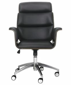 Promo 🔔 GDFStudio Byron Mid-Century Modern Swivel Office Chair, Black/Gray/Silver 🔔