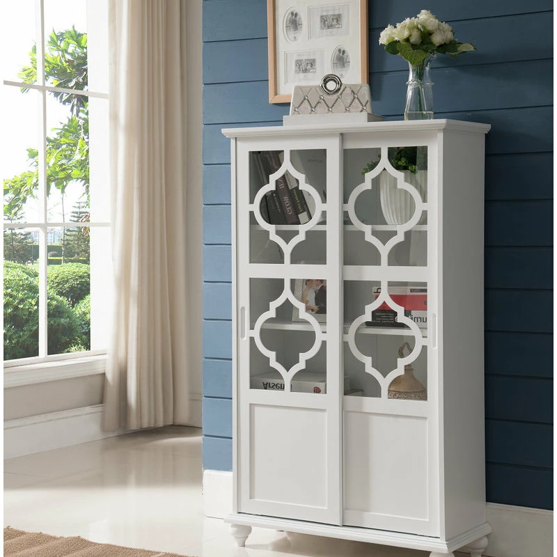 Wholesale ✔️ Pilaster Designs Callum Wood Curio Bookcase With Sliding Glass Doors, White 💯 - Image 3