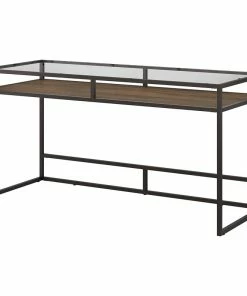 Buy 🎉 Bush Industries Anthropology 60W Glass Top Writing Desk With Shelf 😍