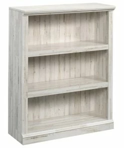 Promo 🔔 Sauder Misc Storage Contemporary 3-Shelf Wood Bookcase In White Plank 🎁