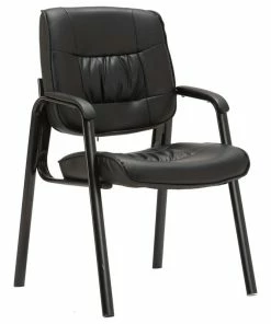 Best deal 🎉 Btexpert Keith Leather Reception Chair, Black, Black 🧨