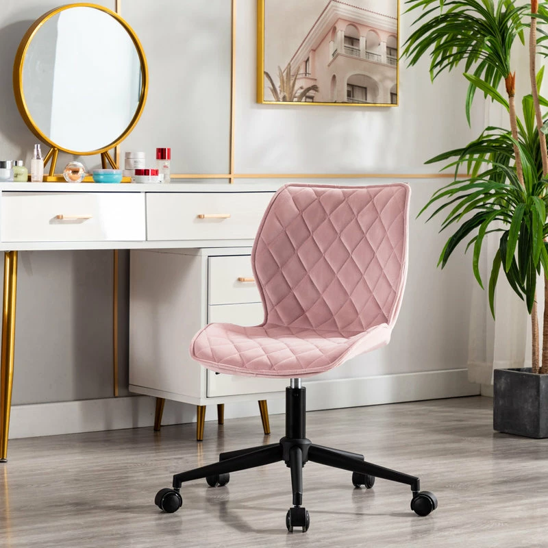 Hot Sale ๐งจ Duhome Elegant Lifestyle Diamond Stitched Black Base Velvet Office Chair, Pink ๐ - Image 7