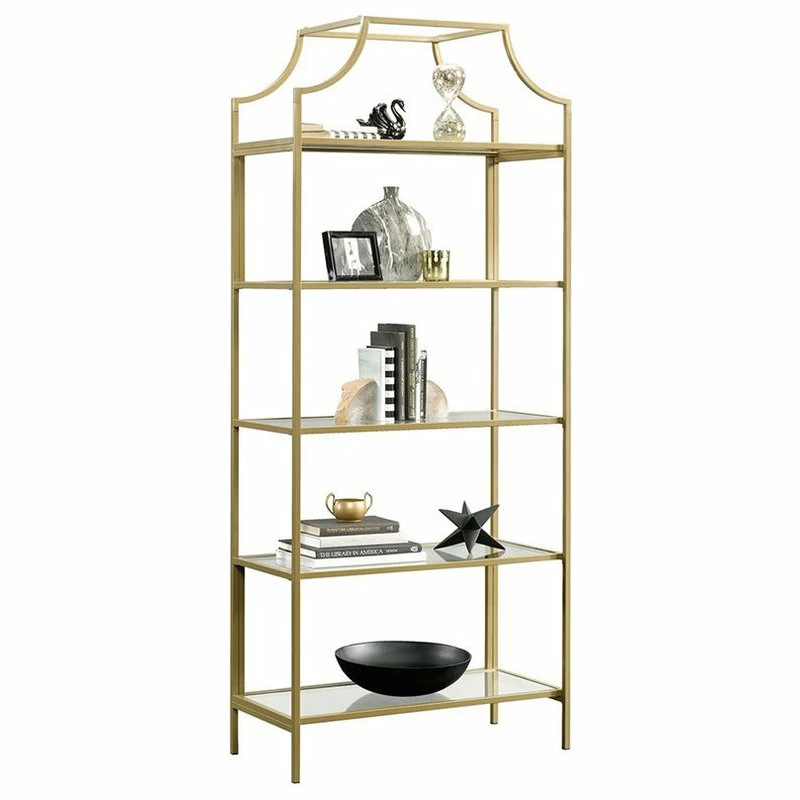 Brand new π Pemberly Row Modern 5 Shelf Metal Bookcase In Satin Gold Finish β - Image 3