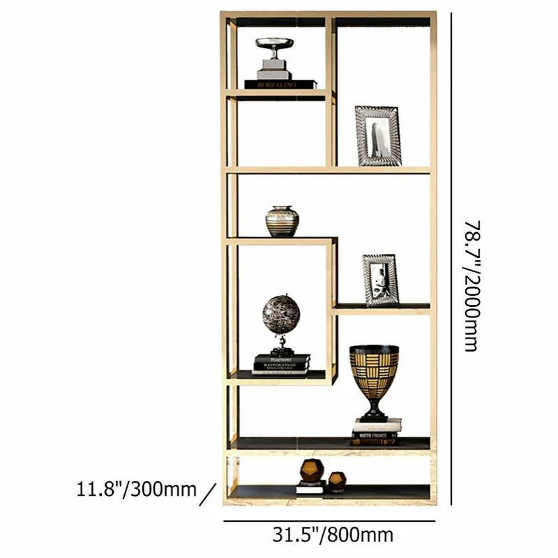 Best deal ๐ Homary Luxury Display Geometric Bookshelf In Gold&Black ๐ - Image 8