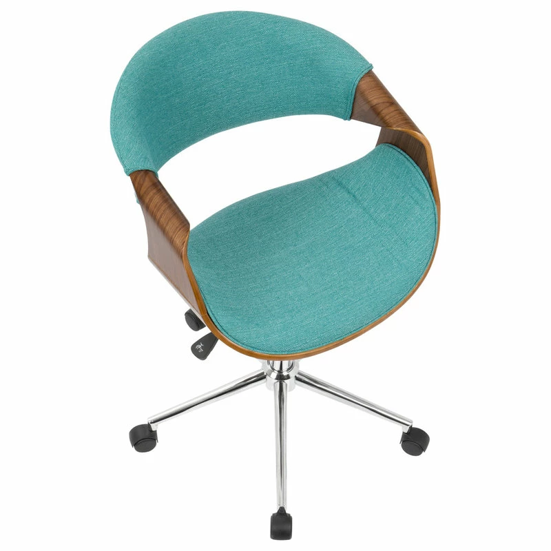 Promo 🛒 Lumisource Curvo Desk Chair In Walnut And Teal Finish OFC-CURVO WL+TL 💯 - Image 4