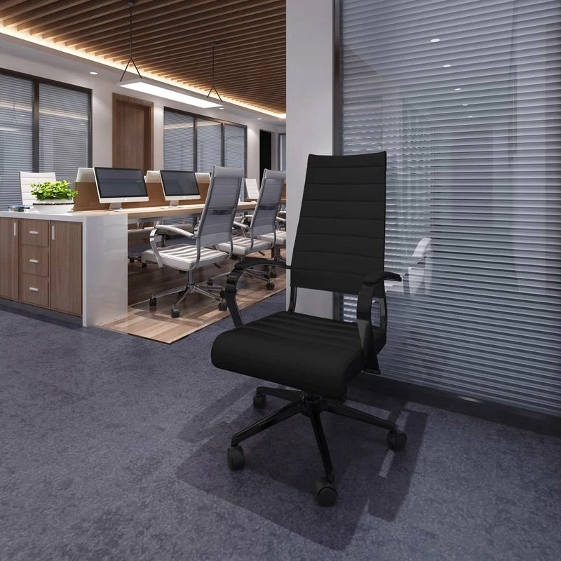 Wholesale ๐งจ Homedotdot Ergonomic High Back Swivel Boss Ribbed PU Leather Office Chair Modern, All Black โค๏ธ - Image 5