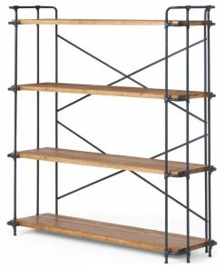 Top 10 🥰 GDFStudio Mercia Industrial 4 Shelf Firwood Bookcase, Antique Brown 🧨
