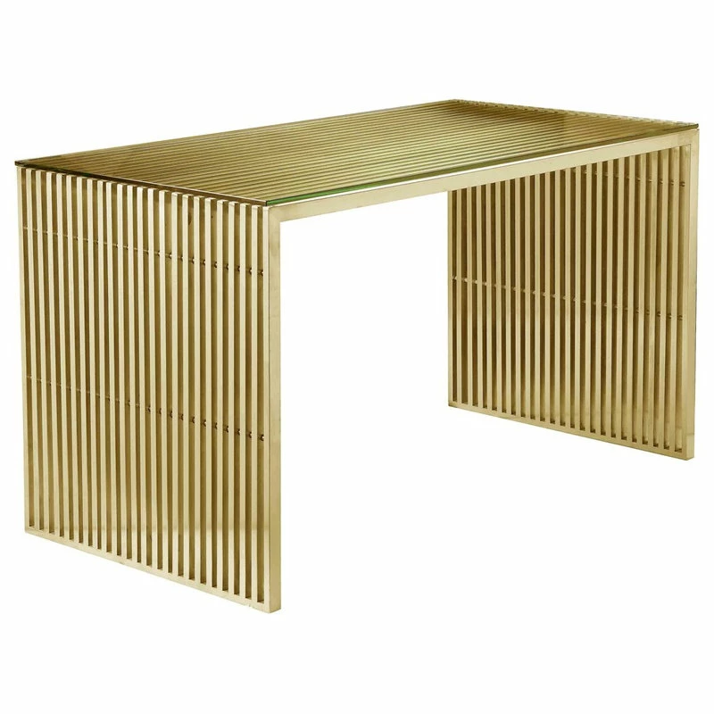 Coupon 🌟 Pangea Home Lux 59" Desk, Gold 👍