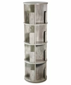 Flash Sale 🎉 FLINT GARDEN INC 4-Shelf 51.57 In Tall Revolving Bookcases, Whitewashed Gray 🔔