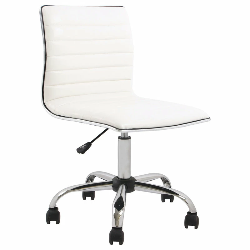 Outlet ๐ Btexpert Filipe Low-Back Armless Office Chair, White And Chrome ๐ - Image 2