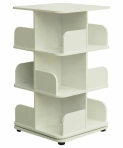 Best Sale ⭐ Pilaster Designs Oneonta Revolving Bookcase Tower Display Unit, Wood, White, 3 Tier ✔️