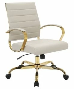 Flash Sale ๐ LeisureMod Benmar Modern Adjustable Leather Office Chair Gold Frame, Tan ๐