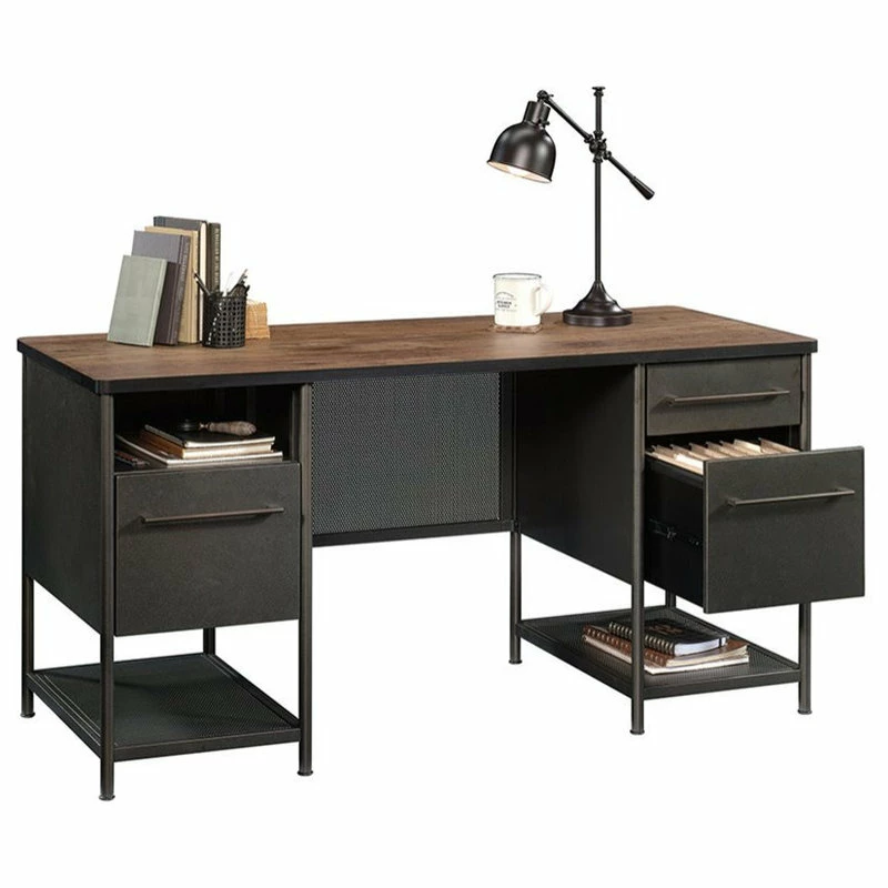 Best deal 🌟 Sauder Boulevard Cafe Executive Desk In Black And Vintage Oak 👏 - Image 4