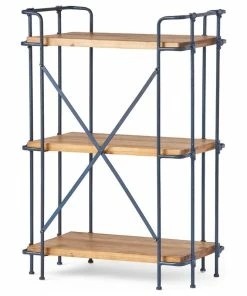 New 👏 GDFStudio Denise Industrial Outdoor 3-Tier Shelf, Natural And Black 😉