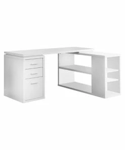 Buy 🌟 Monarch L Shaped Computer Desk In White 🧨